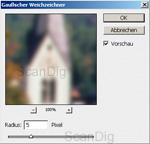 Die Dialogbox des Filters Gaußscher Weichzeichner...